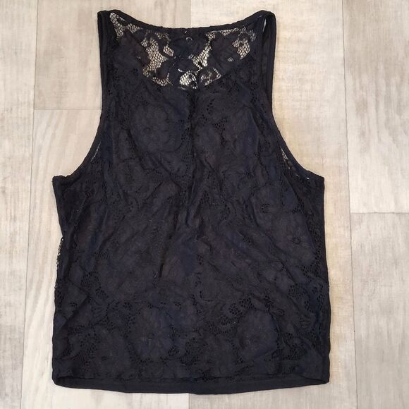 NWT Hot Topic Cosmic Aura Black Slashed Lace Tank Size XL Gothic Steampunk - Picture 7 of 8